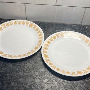 Corelle set of 2 BUTTERFLY GOLD 10”  Dinner Plates. Great shape